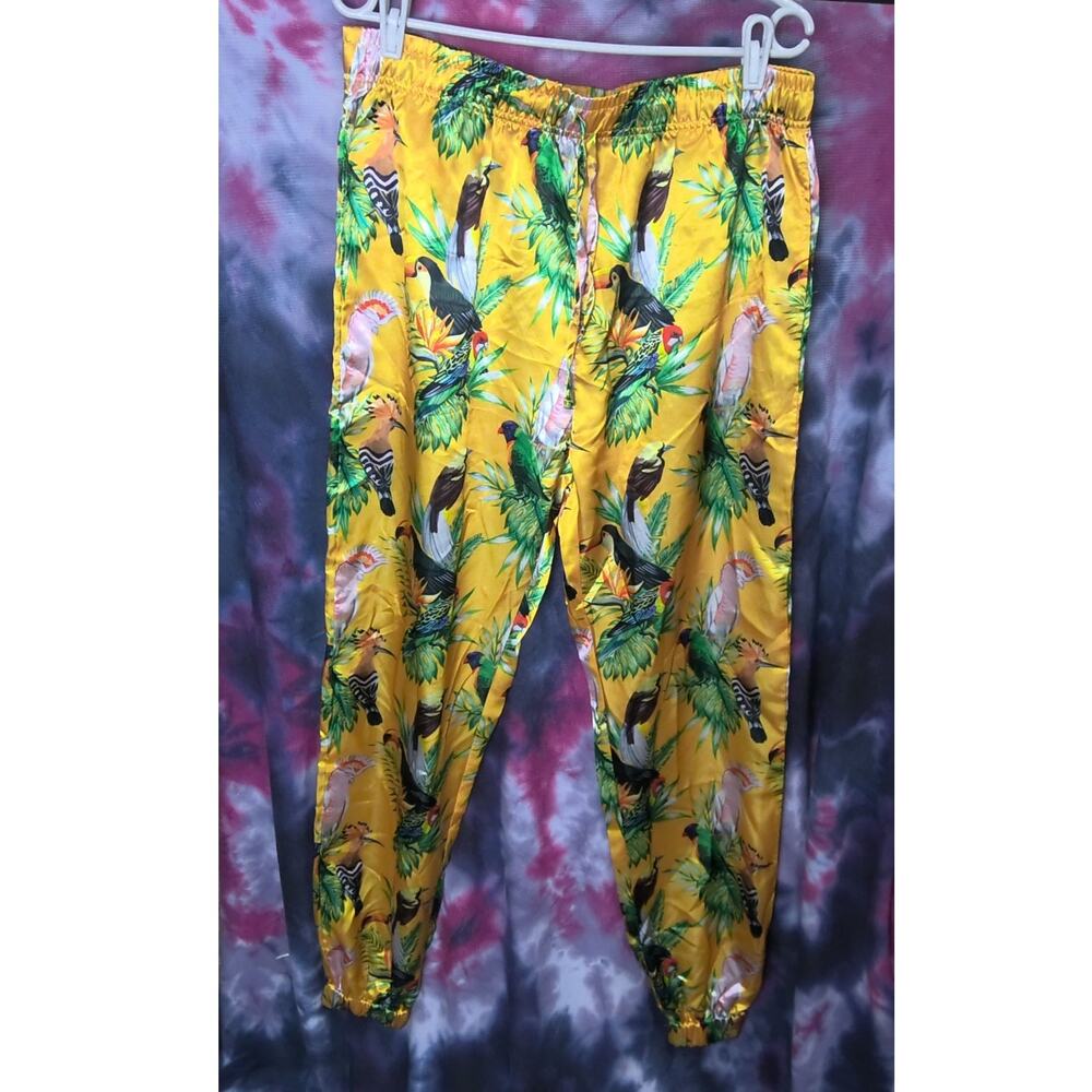 Mad Engine Birds of Paradise Men's Lounge/Jogger Pants Large Silk-Feel Polyester
